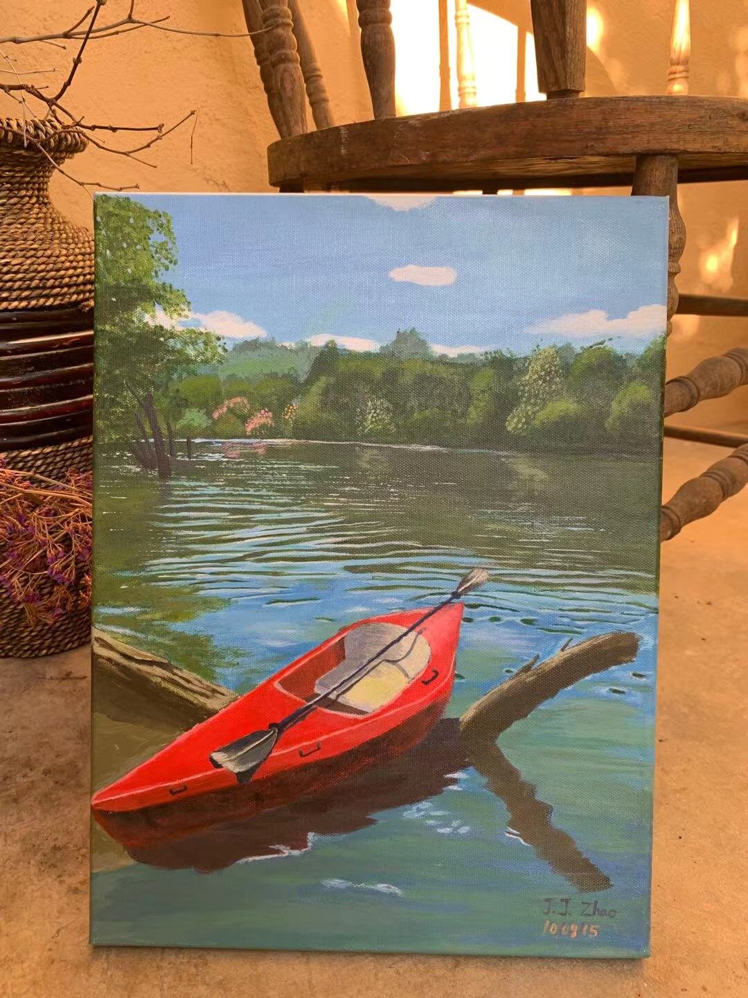 SUMMER FUN-KAYAK - ACRYLIC PAINTING - ARTIST: J. ZHAO