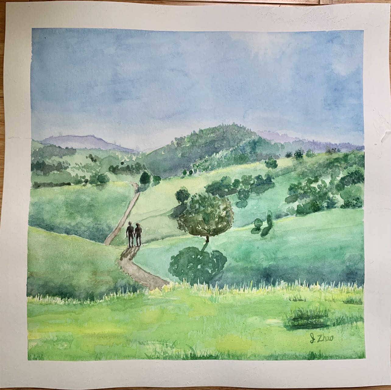 CUSTOM WATERCOLOR PAINTING: LANDSCAPE, HOUSES, FLOWERS, SILHOUETTE FOR BIRTHDAY, ANNIVERSARY, HOLIDAY, GRADUATION CELEBRATION - ARTIST: J. ZHAO
