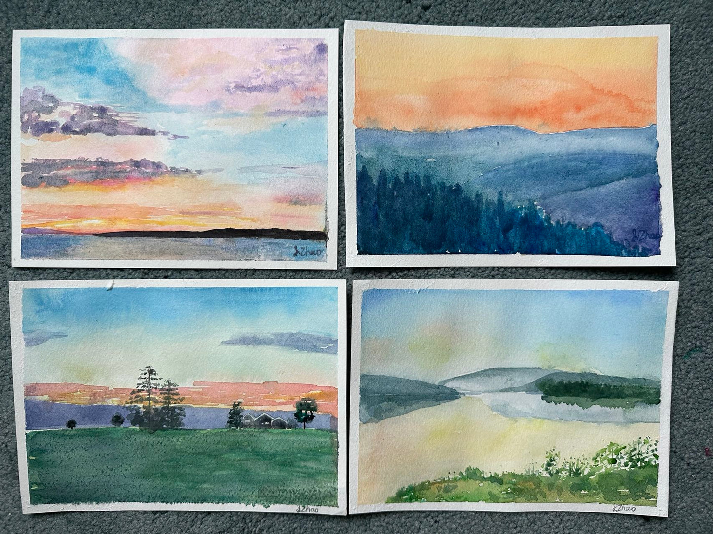 CUSTOM WATERCOLOR PAINTING: LANDSCAPE, HOUSES, FLOWERS, SILHOUETTE FOR BIRTHDAY, ANNIVERSARY, HOLIDAY, GRADUATION CELEBRATION - ARTIST: J. ZHAO