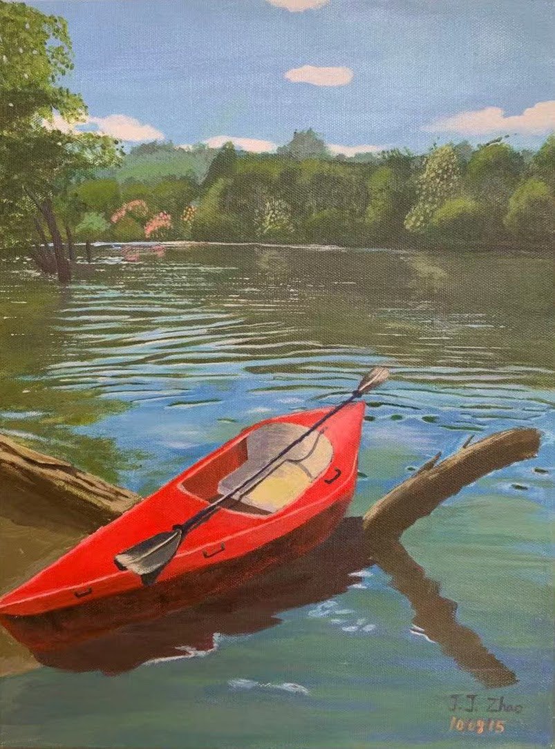 SUMMER FUN-KAYAK - ACRYLIC PAINTING - ARTIST: J. ZHAO