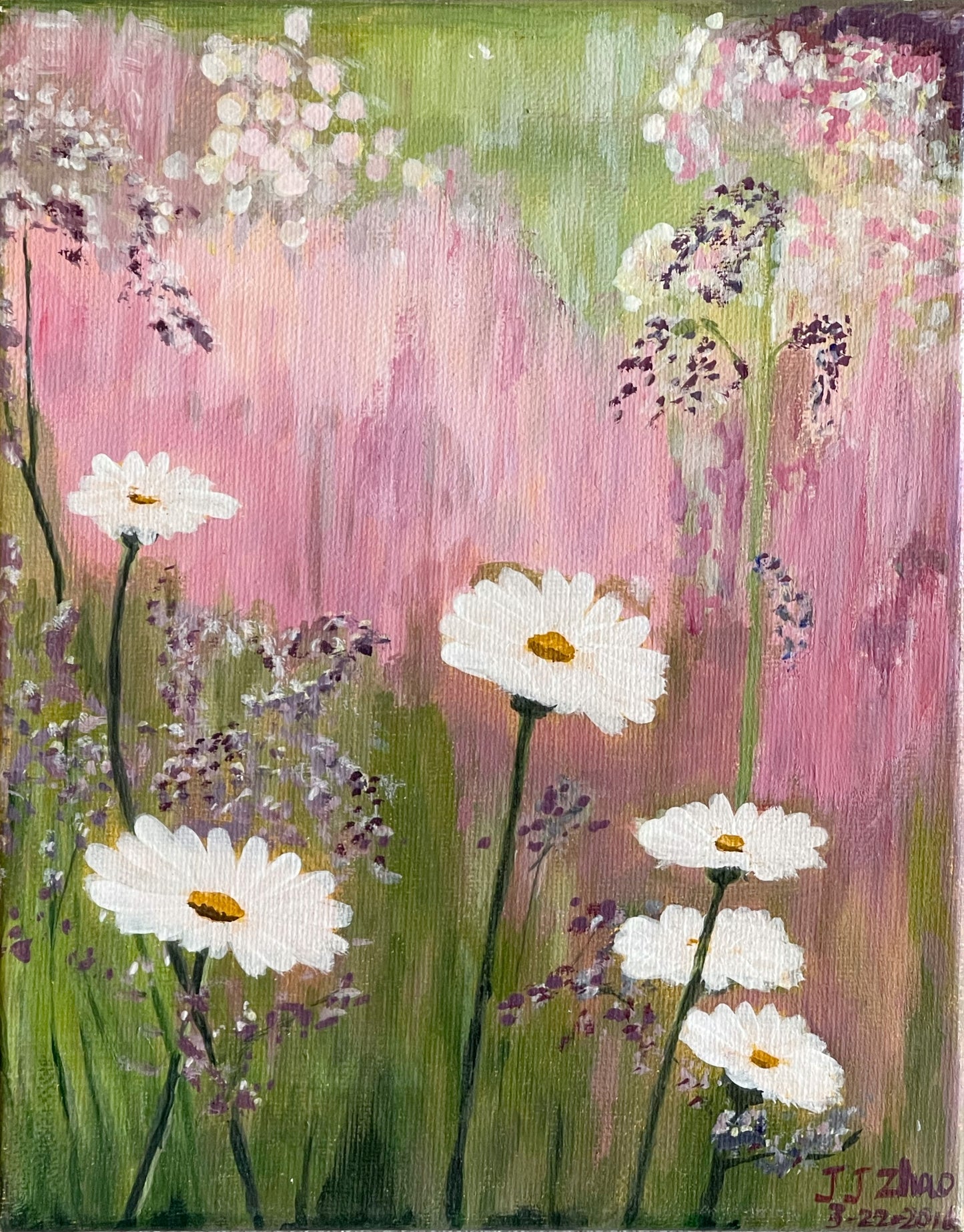DAISY IN THE WILD - ACRYLIC PAINTING - ARTIST: J. ZHAO