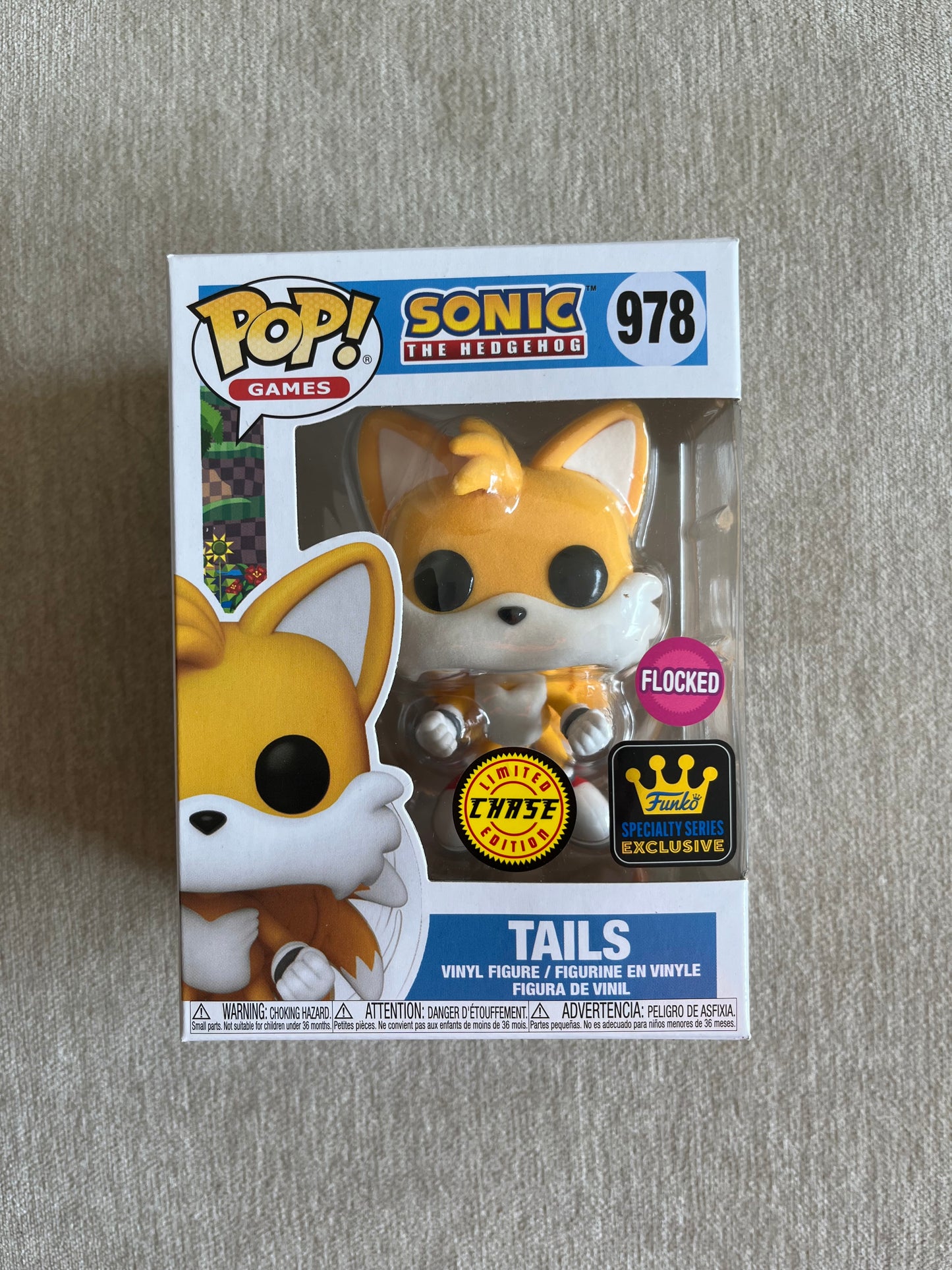 SONIC THE HEDGEHOG TAILS FLYING (CHASE) (FLOCKED) POP! VINYL FIGURE #978 - SPECIALTY SERIES